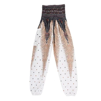 

Thai Lantern pants Sports pants Women's summer pants Bohemian Women's Floral Thin Casual Trousers High Waist Wide Leg Pants