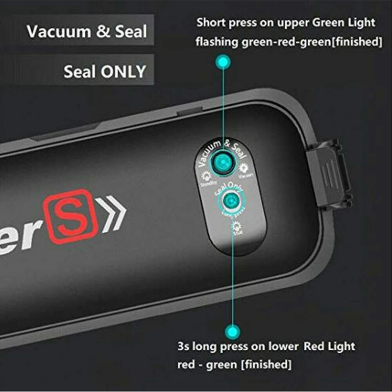 Горячий вакуумный упаковщик, автоматическая портативная упаковочная машина для сохранения пищи, компактный дизайн 2 в 1 режимах светодиодные индикаторы