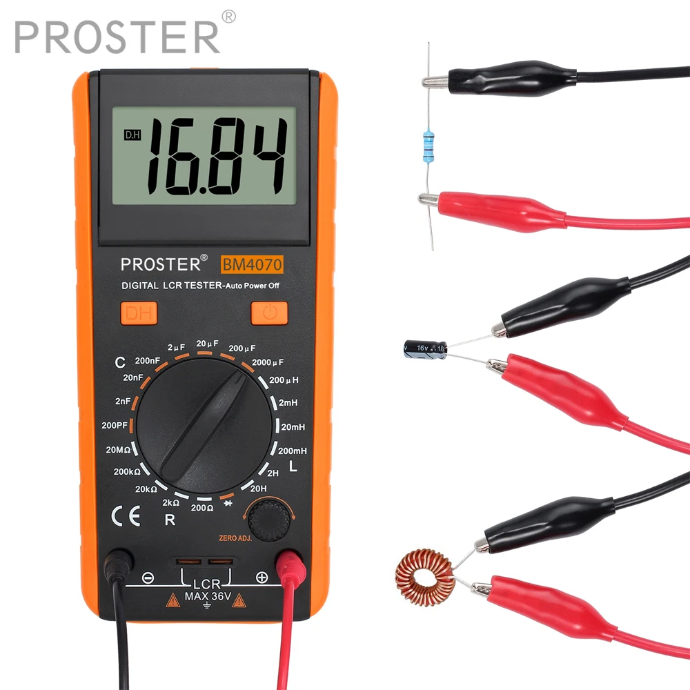 Proster Multimetro Digitale Lcr Meter Tester Tool Kit Per Induttanza Resistenza Capacità Display Lcd Misuratore Bm4070