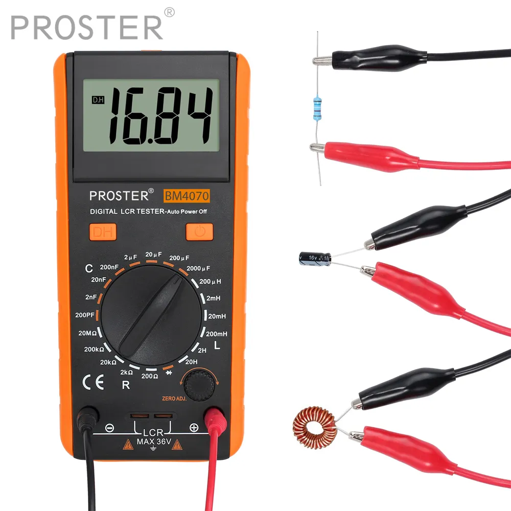 Proster Digital Multimeter LCR Meter Tester Tool Kit for Inductance Capacitance Resistance LCD Display Measuring Meter BM4070