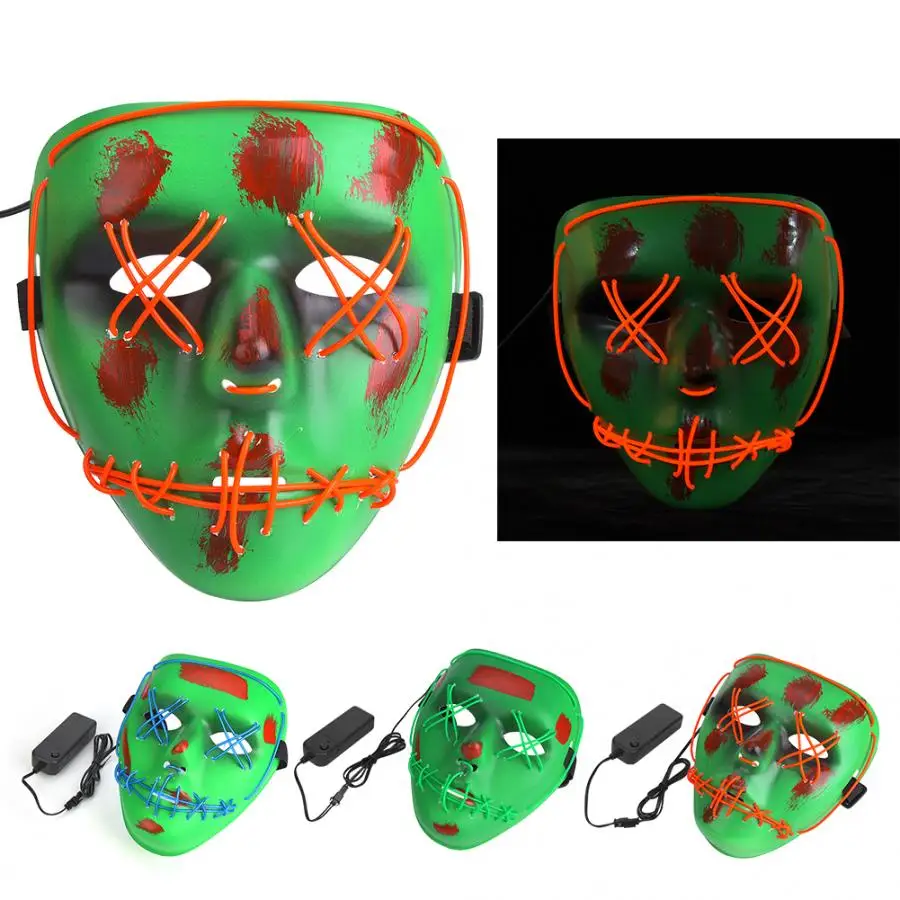 Novelty Halloween Mask Scary Clowns Masks All-Purpose Holiday Mask with LED Strips 3 Light Modes Mask Cosplay Costume Props
