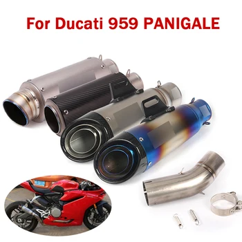 

For Ducati 959 Panigale Titanium Mid Pipe Connect Link Tube Escape Exhaust Tips Muffler Pipe 60.5mm Slip On Motorcycle