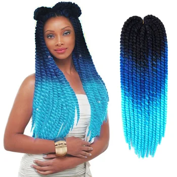 

Havana Mambo Twist Crochet Braid Hair Synthetic Ombre Braiding Hair 12strands/Pack 22'' 120g Black Purple Red Blue