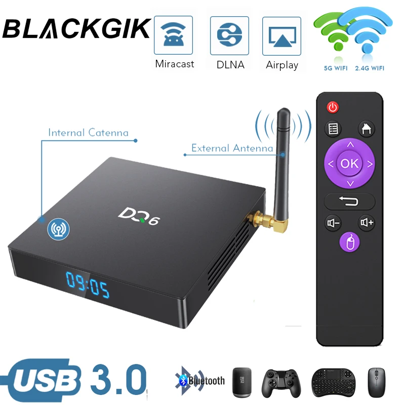 Приставка Смарт ТВ DQ6 Android 10 4 ядра + 32/64 ГБ 2 4/5 ГГц Wifi|ТВ-приставки и медиаплееры| |
