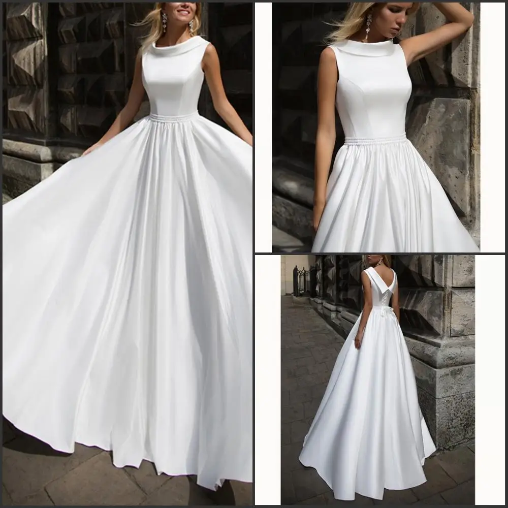 

Vestido De Noiva White Lace-Up Backless Handworks Beading Pearls Ruched Dropped Wedding Dresses 2019 Vestido De Noiva Sereia