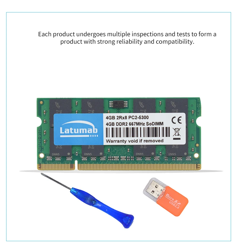 Latumab 4 ГБ 8 ГБ DDR2 667 МГц PC2 5300 память для ноутбука SoDimm оперативная память 200 Контакты Высокое качество модуль для ноутбука SODIMM 1,8 в ram