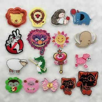 

50pcs/lot Embroidery Patch Clothing Decoration Accessory Animal Lion Hedgehog Elephant Strange thing Iron Heat Transfer Applique