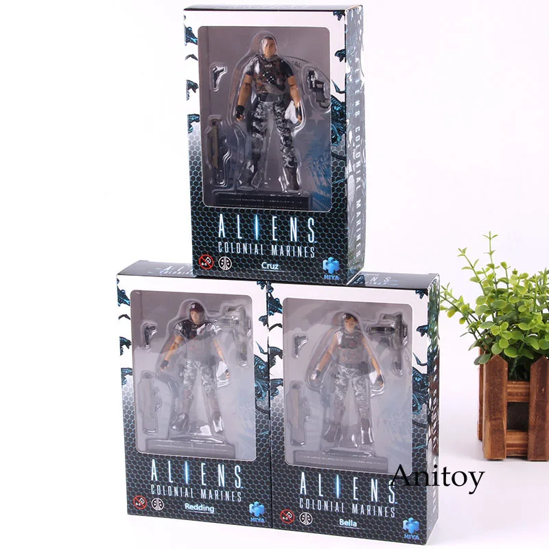 Aliens: Colonial Marines Горячая игра 1:18 весы рисунок Bella Круз красные солдат из ПВХ, движущаяся фигурка, Коллекционная модель, игрушка 3 шт./компл - Цвет: with colorful box