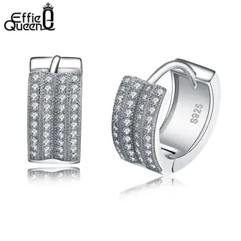 

Effie Queen 925 Sterling Silver Small Round Hoop Earrings Austrian Cubic Zirconia Fashion Korean Women Jewelry Accessories KSE20