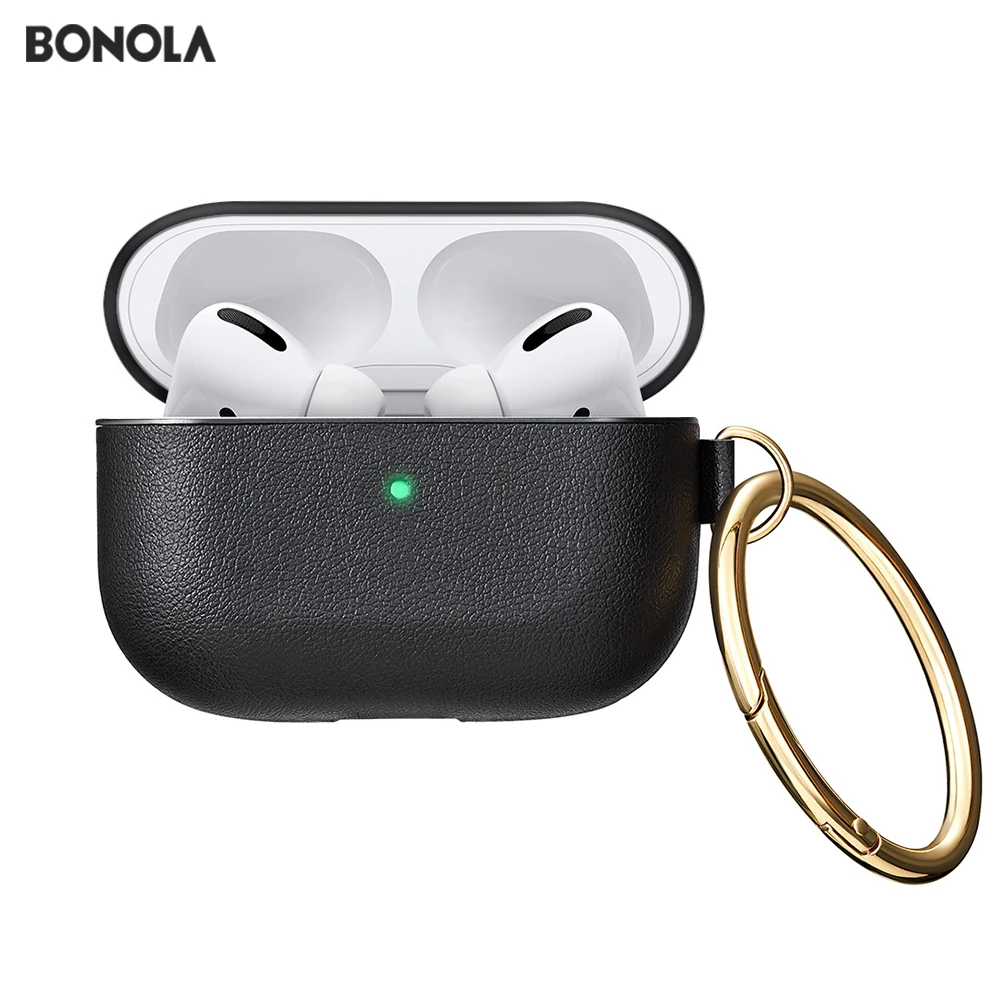 Кожаный чехол Bonola для Airpods Pro противоударный защитный s 3 с чехлом ключей наушников