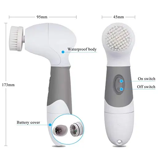 

4-in-1 Multi-Function Portable Waterproof Facial Cleansing Spin Brush for Clean Skin, Exfoliating, Removing Blackhead, Massaging
