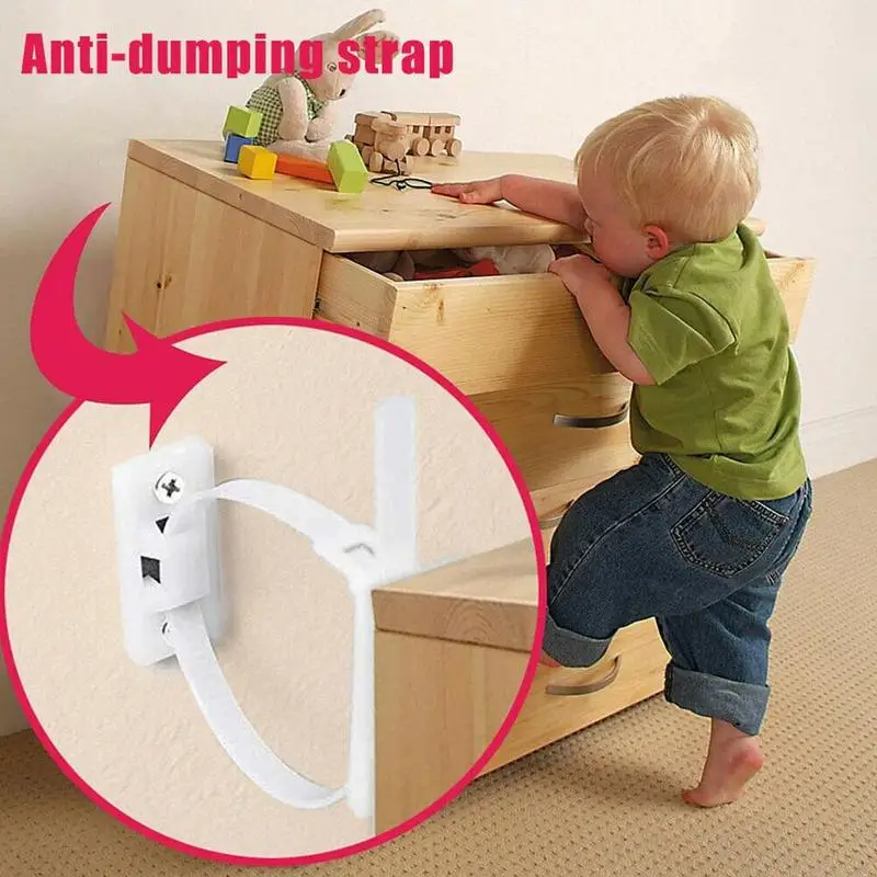 Nylon Straps,White Furniture Wall Straps 25 Sets Furniture Straps,Furniture Anchors for Baby Proofing Safety Anti Tip Furniture Kit