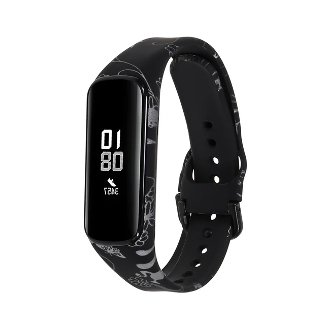 Silicone Sport Band Strap For Samsung Galaxy Fit 2 SM-R220 Watch Bracelet Replacement Watchband Correa For Samsung Galaxy Fit2 Black Flower