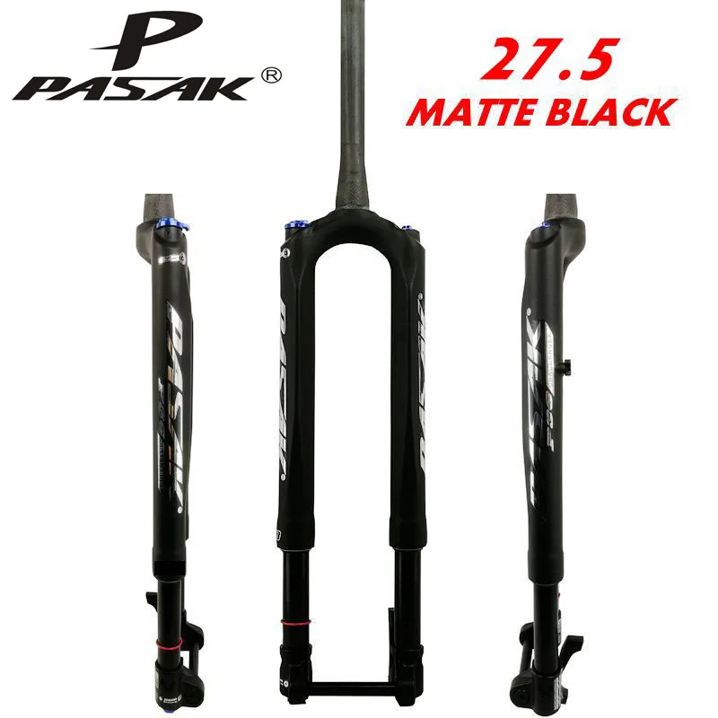 27.5 matte black PASAK велосипедная Карбоновая вилка MTB горный велосипед вилка Air 27,5 2" thru-axle15MM* 100 предсказательное рулевое масло для подвески и газовой вилки - Цвет: 27.5 matte black