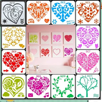 

12Pcs Flower Heart Drawing Molds Plastic Children Painting Stencils DIY Paper Art Craft Card Label Scrapbook Bookmark Educationa
