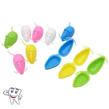 10PCS Baby Tooth Box Organizer Mouse Plastic Milk Teeth Storage Box Save Collect First Tooth Gift for Boy Girl Random Color