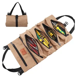 Sac à outils en toile, pochette de rangement polyvalente à fermeture éclair, sac à outils Portable suspendu, accessoires de voiture 