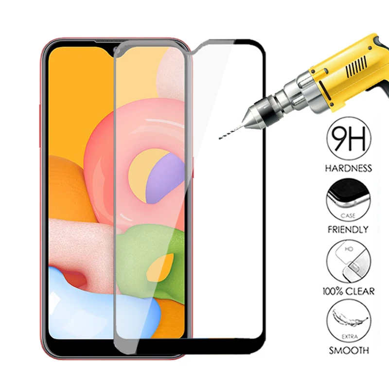 Закаленное стекло 2 в 1 для Samsung Galaxy A01 защита экрана на A 01 01A A015 пленка 5 7 дюйма