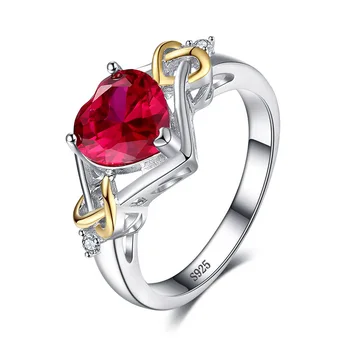 

Rose Red Heart Crystal Ring Elegant Simple Lady Engagement Fashion Romantic Gift