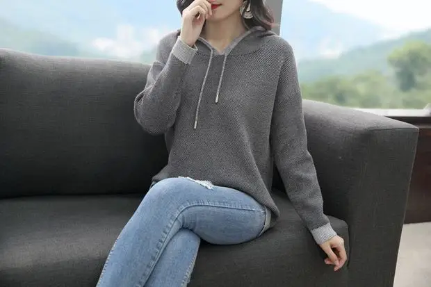 Распродажа Moleton Feminino Inverno Moletom Feminino 9273 женский полосатый пуловер с капюшоном, пол 59-1,4 строк, 2 полки