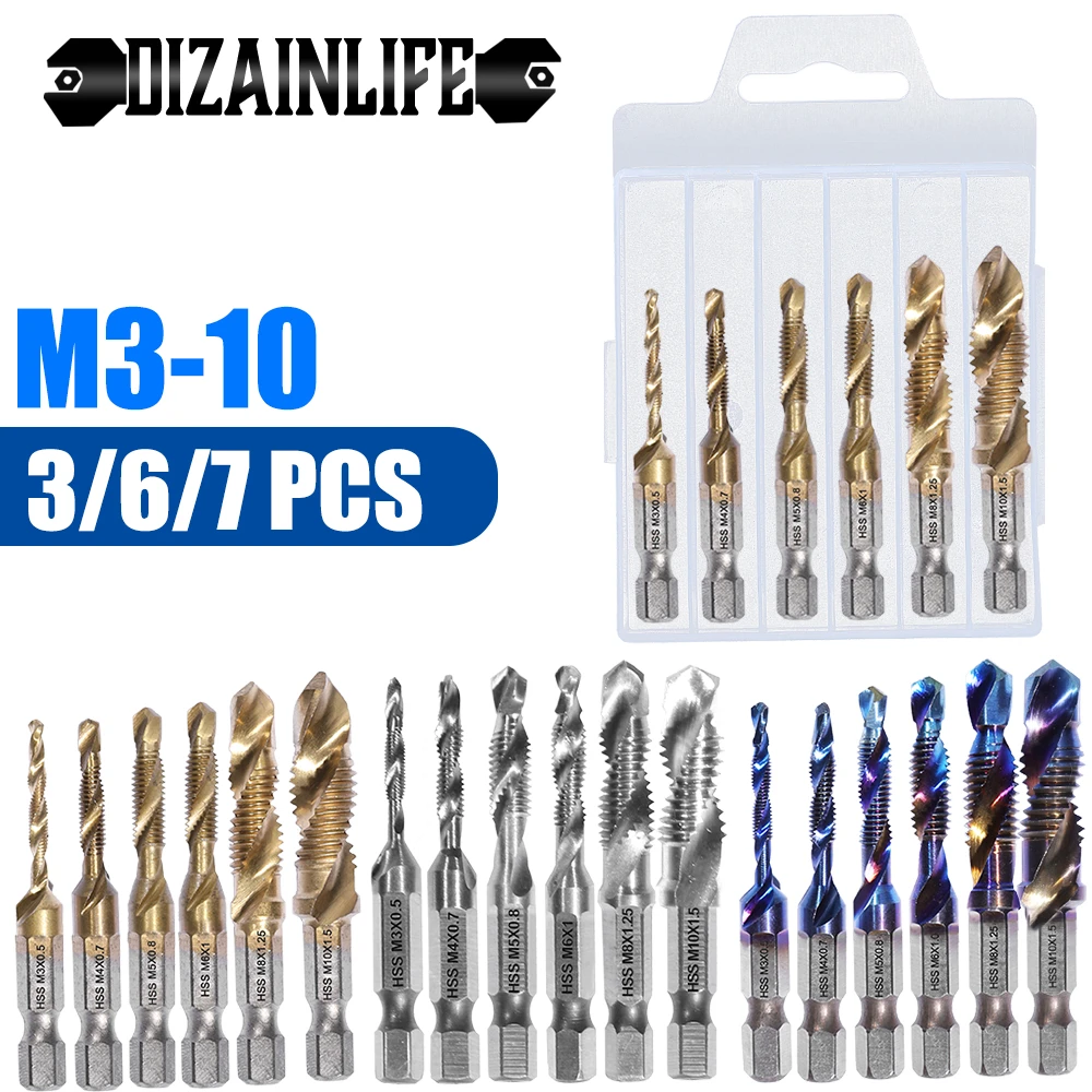 12 Pcs/Set M3-M10 Hex Shank Titanium Plated HSS Screw Thread Tap Drill Bits Thread Tap with Red Organizer Case 12 Pcs/Set M3-M10 Hex Shank Titanium Plated HSS Screw Thread Tap Drill Bits Thread Tap with Red Organizer Case