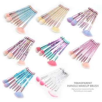 

7 Pcs Unicorn Glitter Makeup Brushes Set Diamond Crystal Handle Powder Foundation Eyebrow Eyeliner Face MakeUp Brush Set