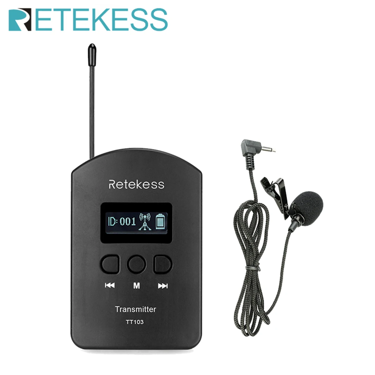 Беспроводной аудиопередатчик Retekess TT103 UHF портативный передатчик с USB зарядкой для