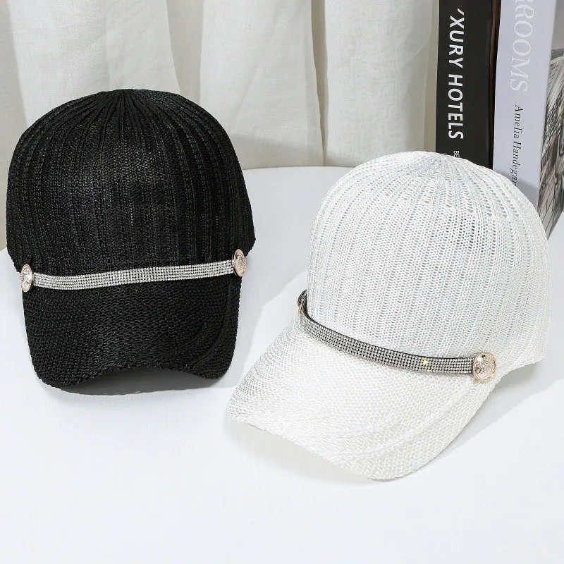 Outdoor Rhinestone Belt Sun Hat Peaked Cap Baseball Men Women Curved Visor Caps Fitted Fashion Casual Hip Hop Hats | Спорт и