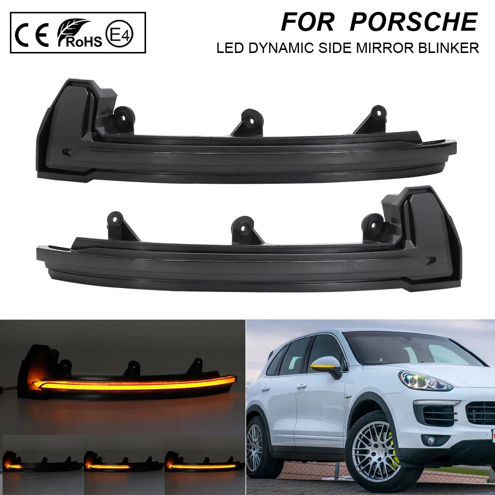 Pair dynamic LED side mirror blinker Light Turn Signal Lamp For Porsche Cayenne 15-18