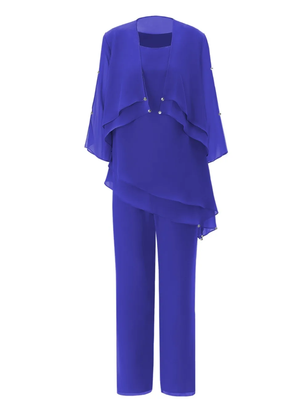 SOLOVEDRESS темно-синего цвета, женское асимметричное шифоновое платье брюки для матери невесты, костюмы, наряд с шортами, куртка из 3 предметов, SL-M11