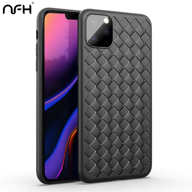 Роскошный Плетеный силиконовый чехол для iPhone 11 Pro Max XR Xs мягкая защита от