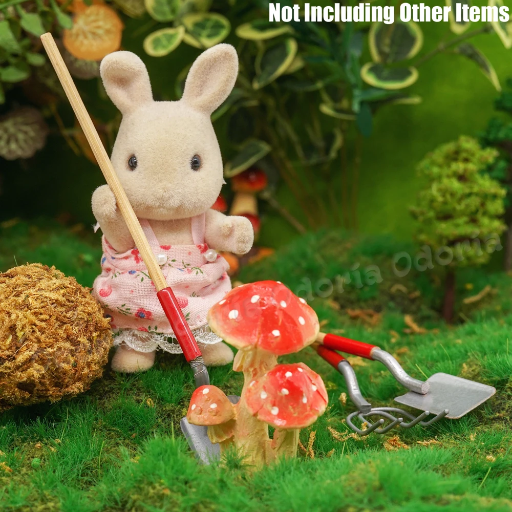 Odoria 1:12 Miniature Shovels & Pitchfork Set Barn Fairy Garden Patio Outdoor Tools Dollhouse Accessories Doll House Decoration