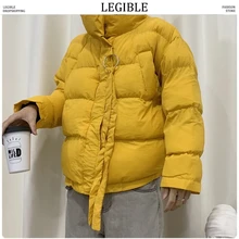 LEGIBLE, зимняя мужская желтая утолщенная куртка-парка, мужское модное свободное теплое пальто, Мужская Уличная одежда, Корейская S-5XL, большой размер