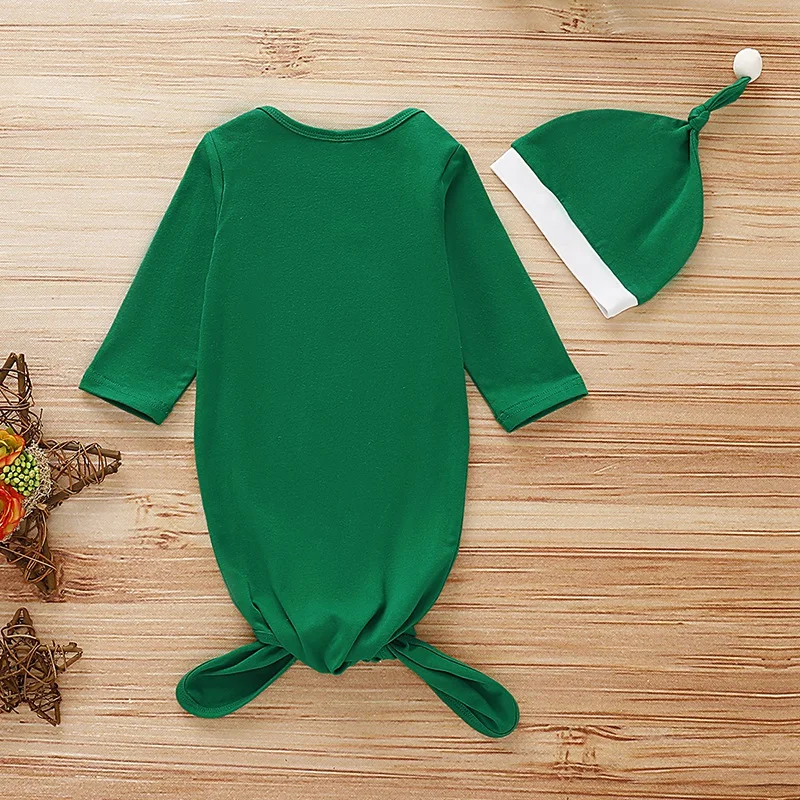 Осенний Детский комбинезон с длинными рукавами, Рождественская одежда для сна с рисунком+ повязка на голову, конверт для сна для новорожденных