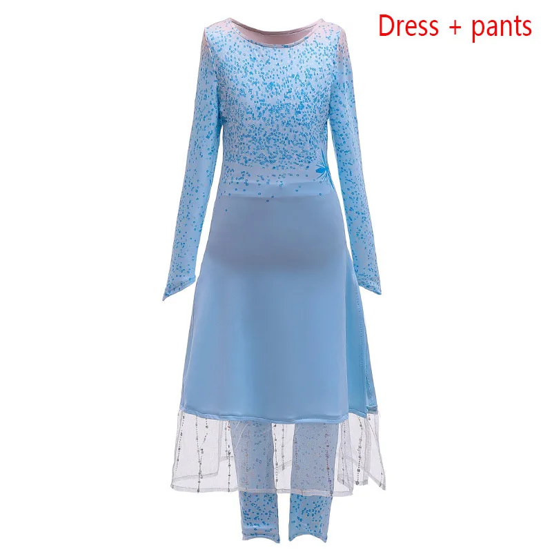dress and prant Новинка года; платье Эльзы для девочек; платье принцессы Эльзы для костюмированной вечеринки; 2 платья; Детский костюм на Хеллоуин; детское платье в морском стиле - Цвет: dress and prant