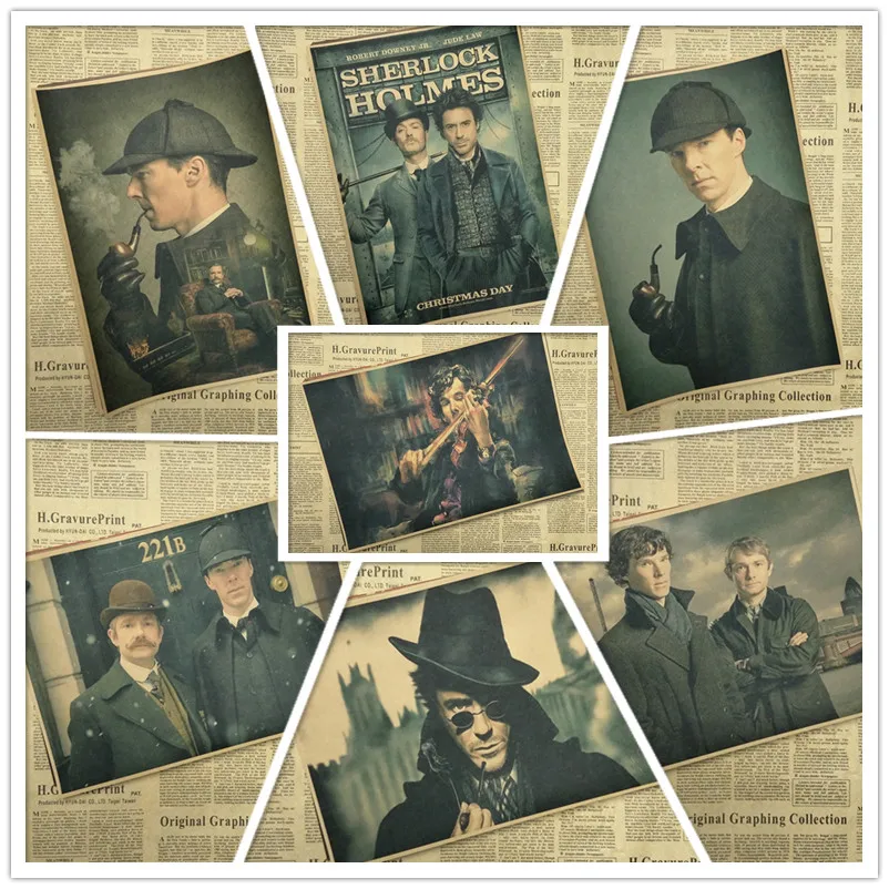 Sherlock Vintage Kraft Paper Poster Wall Stickers For Living Room Home Decoration | Дом и сад