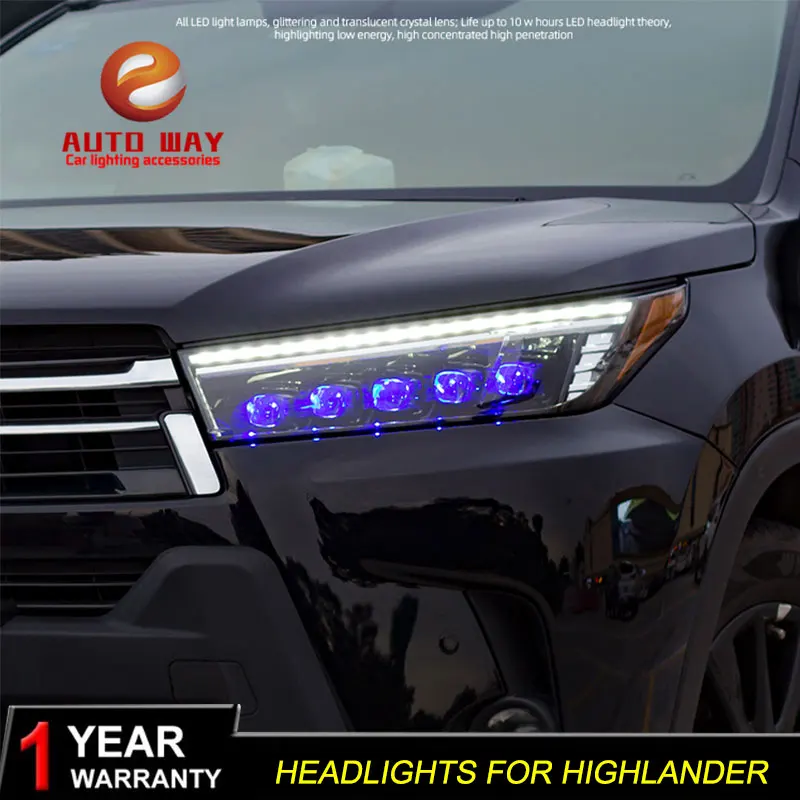 Автомобильный Стайлинг фара чехол для фары Toyota Highlander все светодиодный Toyota фара Highlander DRL светодиодный поворота объектива li ion аккумулятор