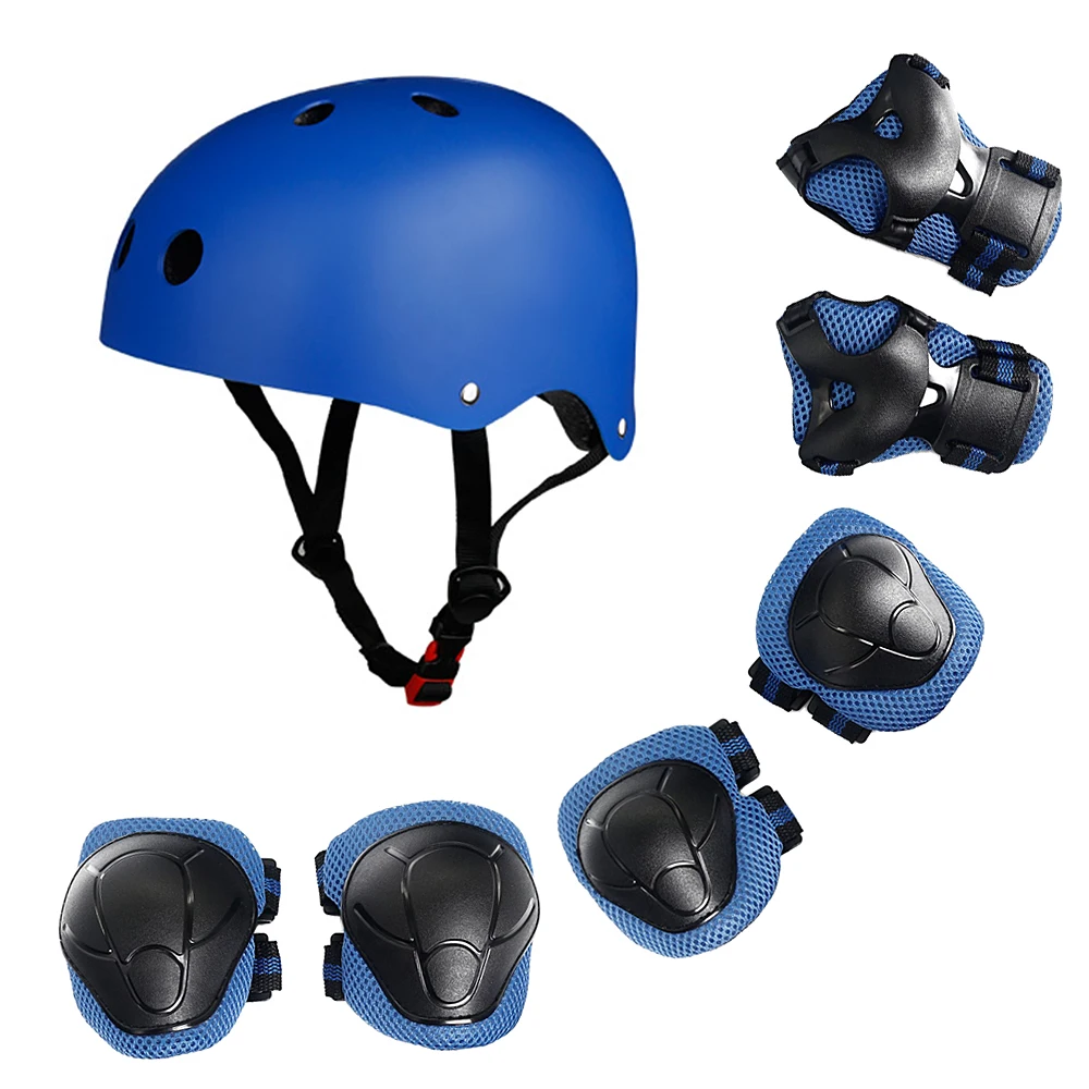Children 7 in 1 Helment Knee Elbow Wrist Pads Skateboard Skating Protective Guard Cycling Riding Protector | Спорт и развлечения