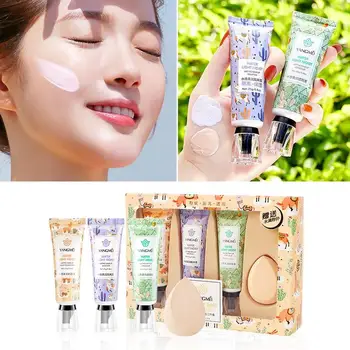 

3 Piece Set of Base Makeup Water-Sensitive Soft Foundation Liquid Moisturizing Concealer Isolation Brighten Skin Tone Smooth