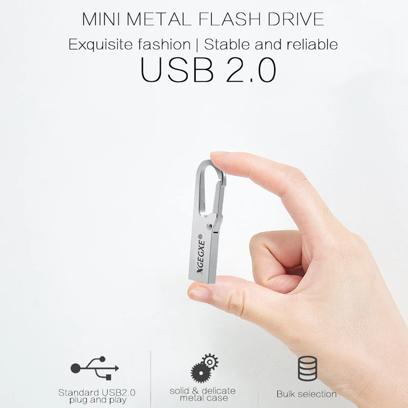 XGEGXE 32 ГБ USB флэш накопитель металлический Флешка 4 8 16 64 Гб 128 брелок для ноутбука ПК