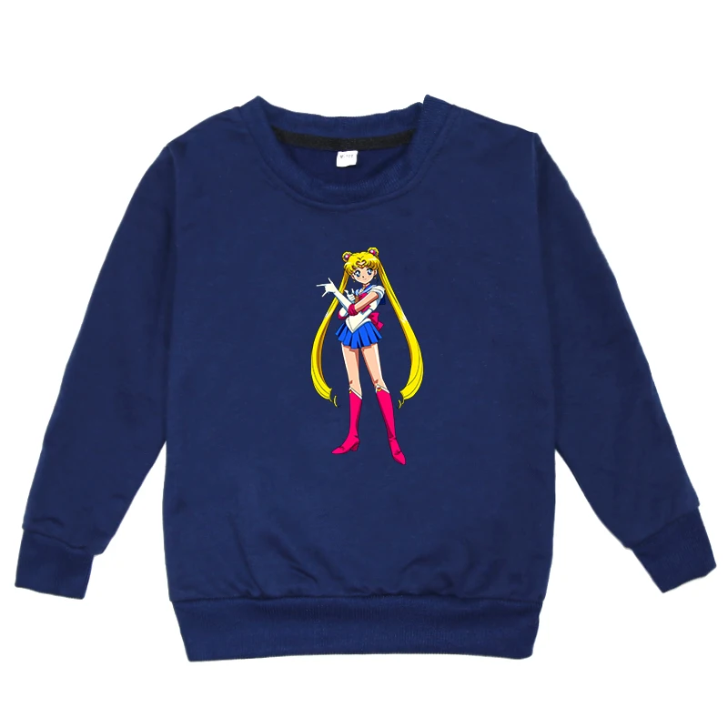 Sailor Moon Print Kids Girls Spring Autumn Cotton Clothes Sweatshirt Fashion Baby Boys Long Sleeve Blouse Sweat Enfant Fille