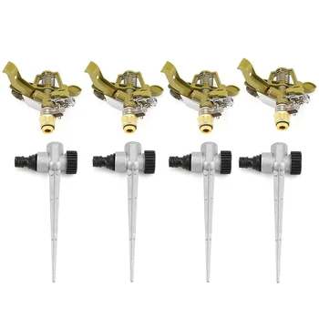 

4Pcs Metal Pulsating Sprinkler 360 Degree Rotation Lawn Watering Sprinklers with Spike for Garden Irrigation System