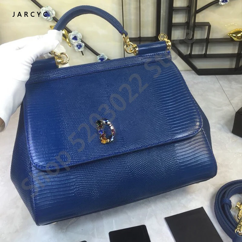 

Fashion Women Handbag 100% Genuine Leather waist bag Lady Casual Tote Female Crossbody Messenger Purse Blue letterShoulder Bag