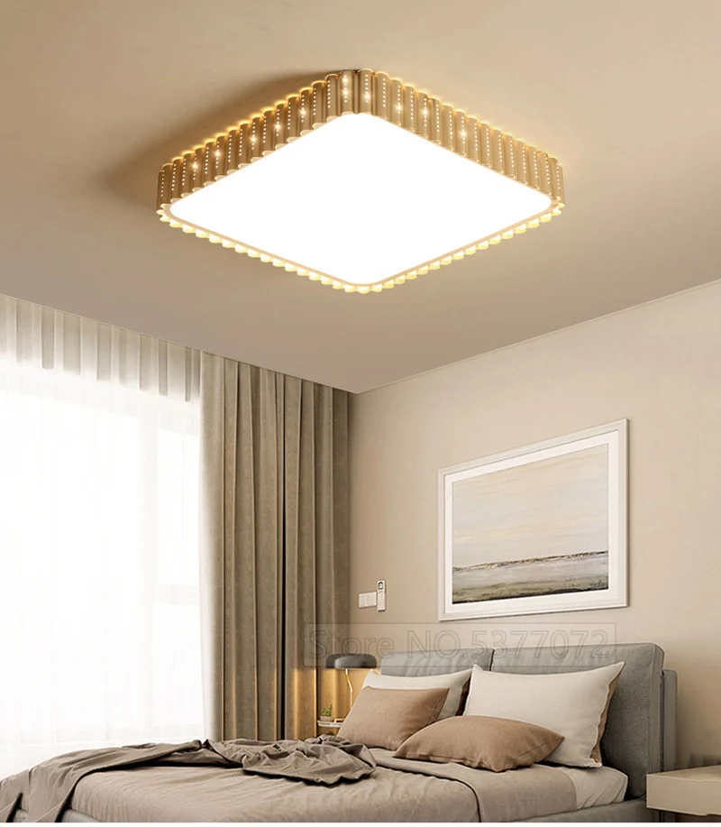 Современный геометрический квадратный потолочный светильник для спальни золотой потолочный светодиодный светильник для спальни гостиной 48 Вт с пультом дистанционного управления