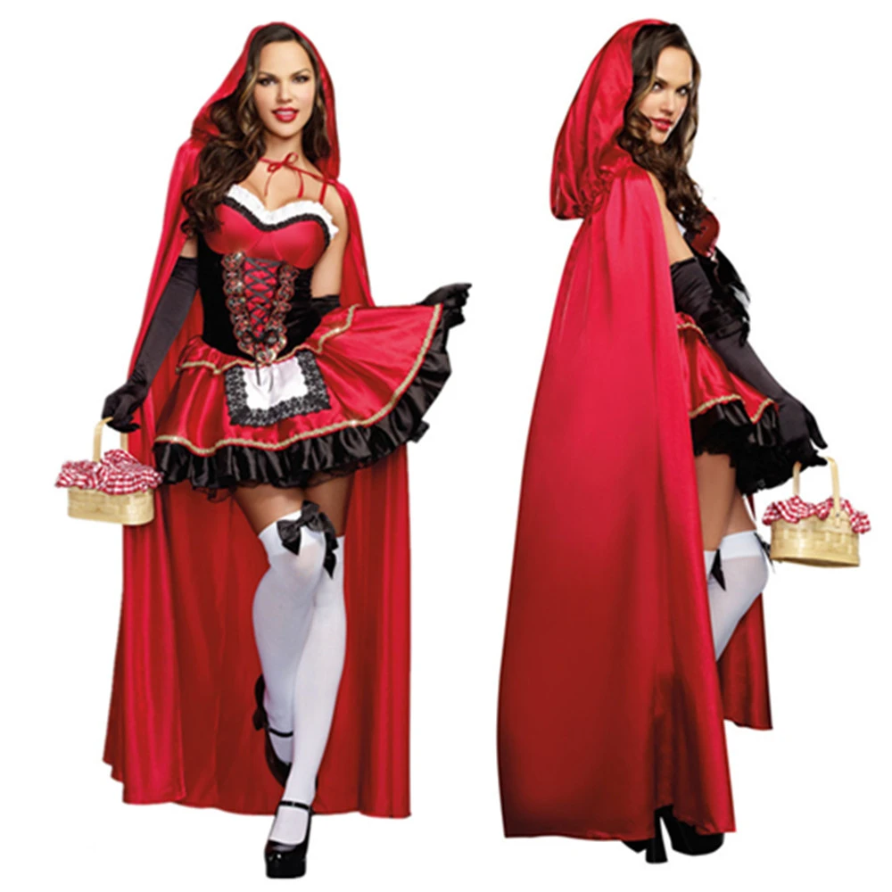 Ladies Little Red Riding Hood Adult Fancy Dress Costume Halloween Cosplay Outfit