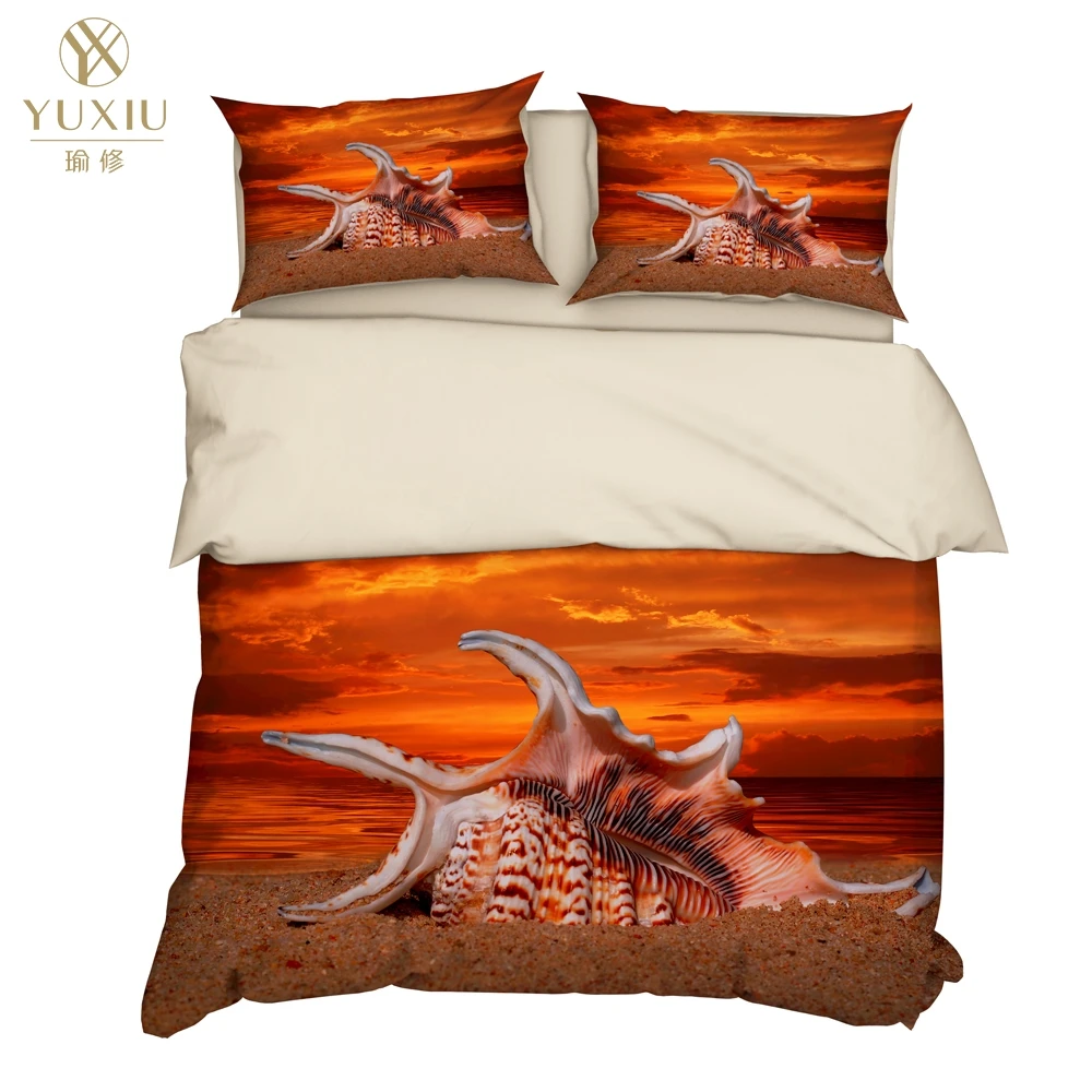 YuXiu роскошный 3D комплект постельного белья морская черепаха пододеяльник 3 шт. комплекты постельное белье стеганое одеяло покрывало король королева полный Твин двойной один размер