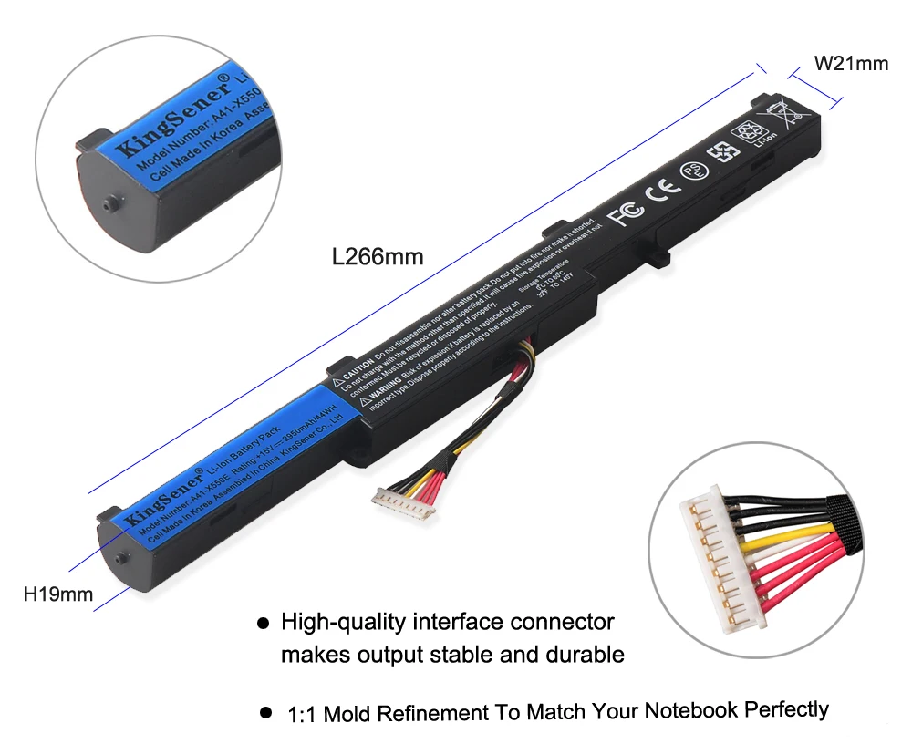 Bateria do Portátil 2950mah para Asus X450 X450e X450j X450jf X751m X751ma X751l X750ja A450j A450jf A450e F450c Kingsener-a41-x550e - Imagem 5
