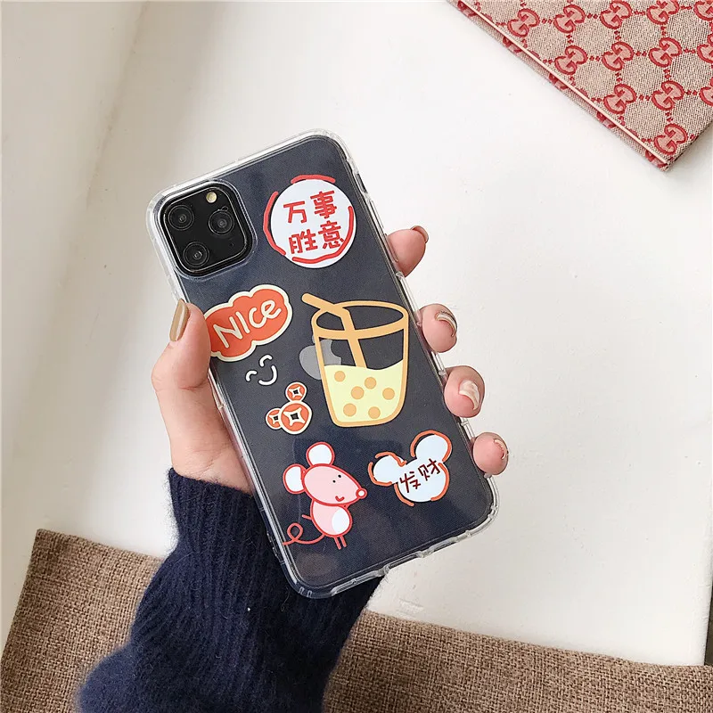 Мультфильм китайский год крыса Прозрачный чехол для телефона для iPhone 11 Pro MAX 7 8 6 6S Plus X XS Max Xr Мягкий ТПУ силиконовый чехол