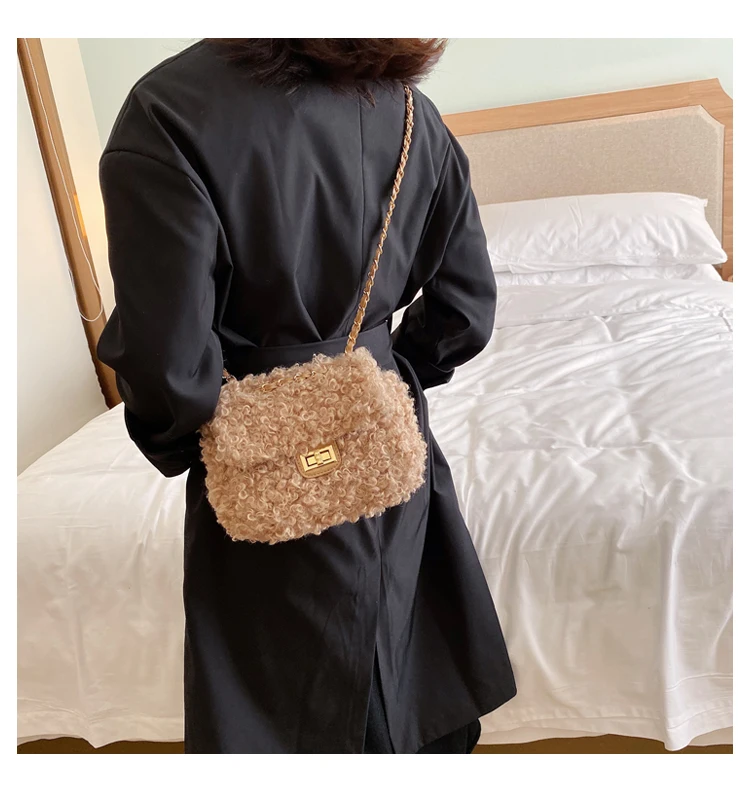 New Winter Fashion New Ladies Square bag High quality Soft Plush Women's Designer Handbag Chain Shoulder Messenger bags