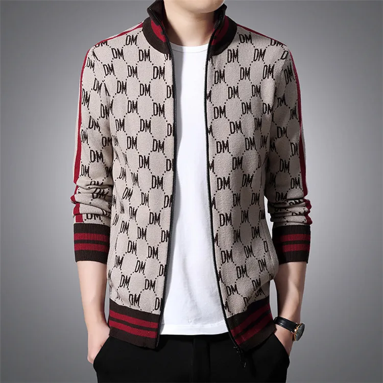

Recruit Distribution Autumn & Winter New Style Jacquard Sweater Cardigan Men's Korean-style Stand Collar Sweater Coat Mixed Colo